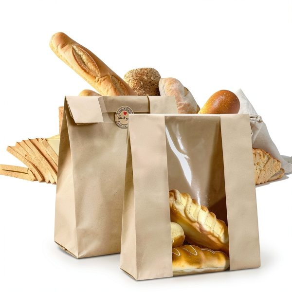 Kraft Sourdough Bread Bags QPEY 50 Pack 13.7x8.2in Thick Clear Window-3