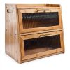 Extra Large Bamboo Bread Box Gennua Kitchen Dual Layer Storage-6