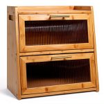 Extra Large Bamboo Bread Box Gennua Kitchen Dual Layer Storage-0