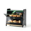 SNTD Bread Box - Kitchen Countertop Bread Storage Container with Bamboo Cutting Board, Adjustable Vent Hole Dials, Black-4