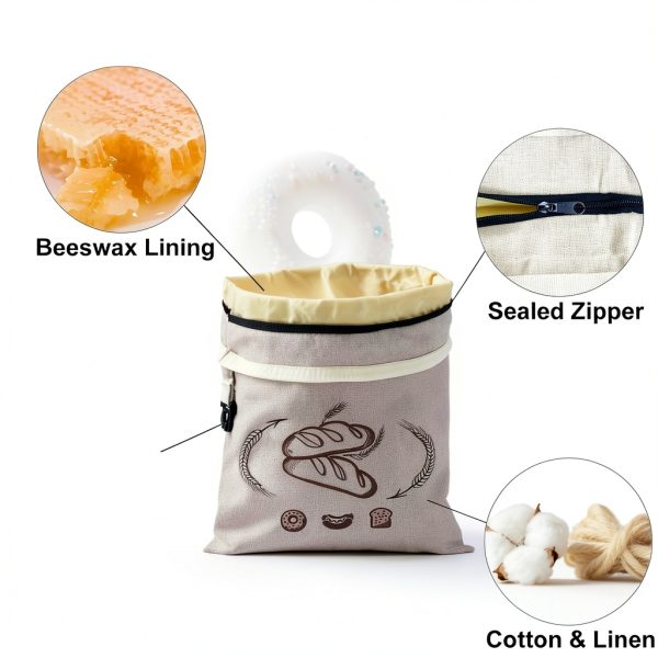 Beeswax Bread Bag Large Sourdough Storage FONDFRAMORY Beige 2 Pack-2