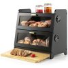 SNTD Bread Box - Kitchen Countertop Bread Storage Container with Bamboo Cutting Board, Adjustable Vent Hole Dials, Black-0