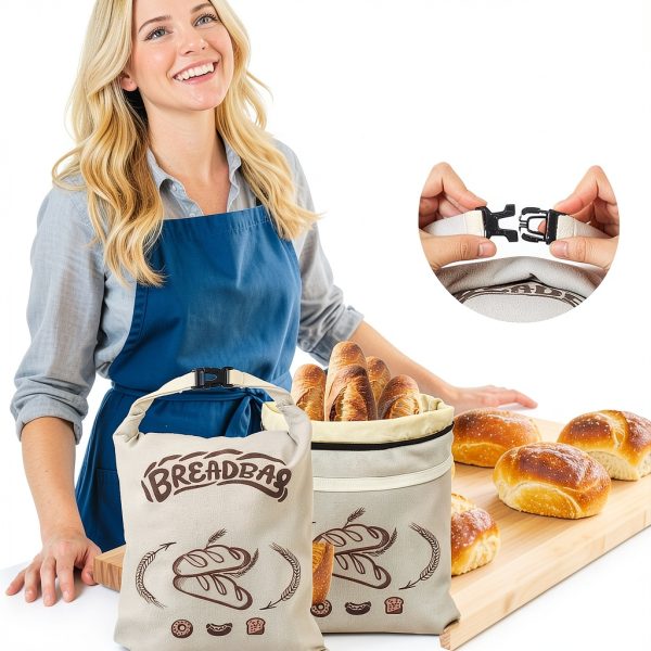 Beeswax Bread Bag Large Sourdough Storage FONDFRAMORY Beige 2 Pack-3