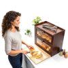 Bread Box MEEPO Large 100% Bamboo Double Layer with Cutting Board-4