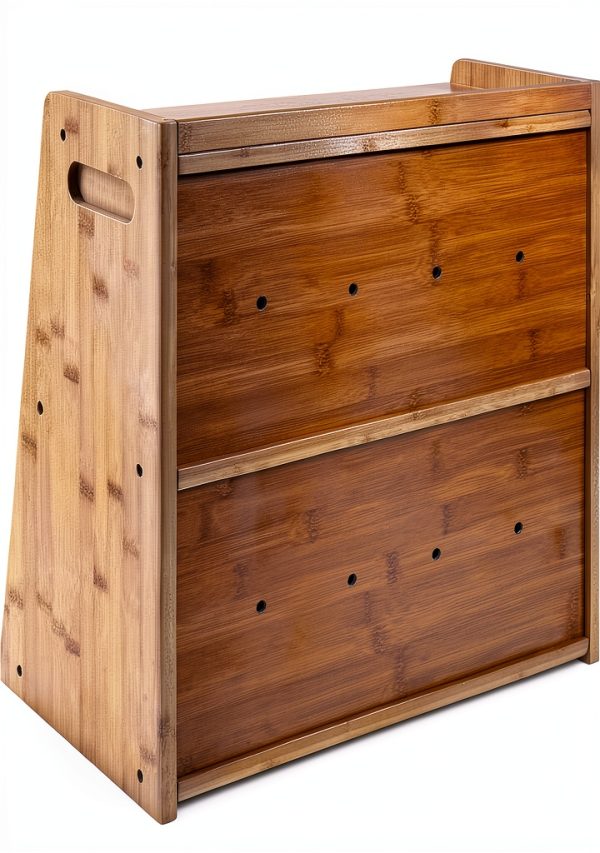 Extra Large Bamboo Bread Box Gennua Kitchen Dual Layer Storage-8