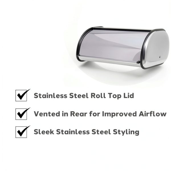 Stainless Steel Bread Box Oggi Extra Large Roll Top with Stainless Lid-6
