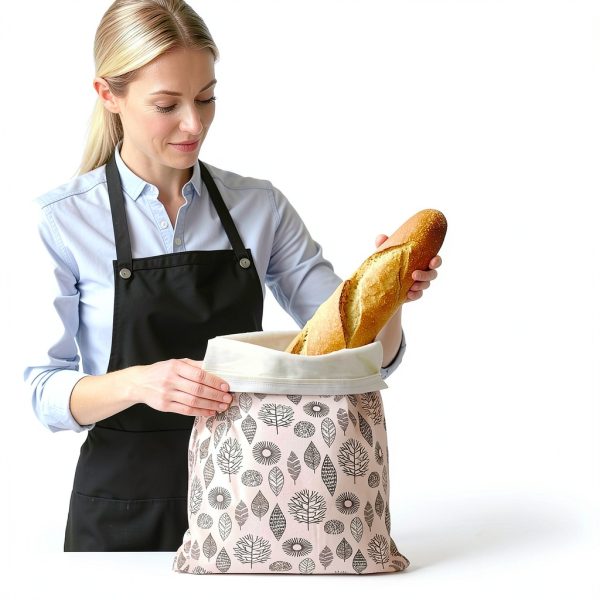 OHIYO Reusable Beeswax Bread Bags for Freezer & Refrigerator, 17"×13" Natural Beeswax-Lined Cotton Storage Bags Airtight Freshness Keeper for Homemade, Bakery Essentials (2 Pack)-2