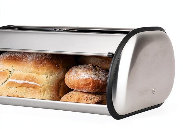 Stainless Steel Bread Box Oggi Extra Large Roll Top with Stainless Lid-5