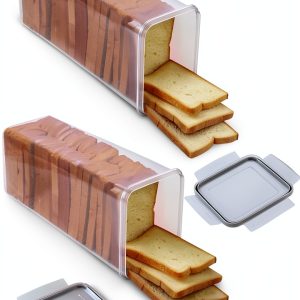 Tiawudi 2 Pack Bread Box, Plastic Bread Container, Bread Storage for Kitchen Counter, Bread Keeper with Airtight Lid, Tall Bread Saver, Sandwich Bread Holder, 5.6 Qt / 5.3L Each-0