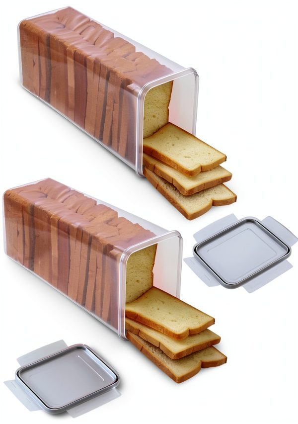 Tiawudi 2 Pack Bread Box, Plastic Bread Container, Bread Storage for Kitchen Counter, Bread Keeper with Airtight Lid, Tall Bread Saver, Sandwich Bread Holder, 5.6 Qt / 5.3L Each-0