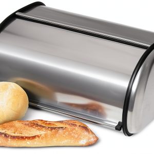 Stainless Steel Bread Box Oggi Extra Large Roll Top with Stainless Lid-0