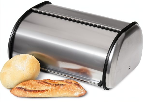 Stainless Steel Bread Box Oggi Extra Large Roll Top with Stainless Lid-0