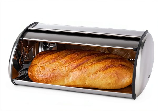 Stainless Steel Bread Box Oggi Extra Large Roll Top with Stainless Lid-3